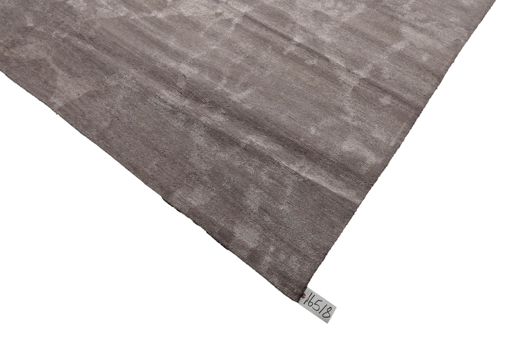 Knotted Rug Tone on Tone Taupe Hand Knotted 10'x14' Tibetan Modern Contemporary Wool and Silk Oriental Area Rug