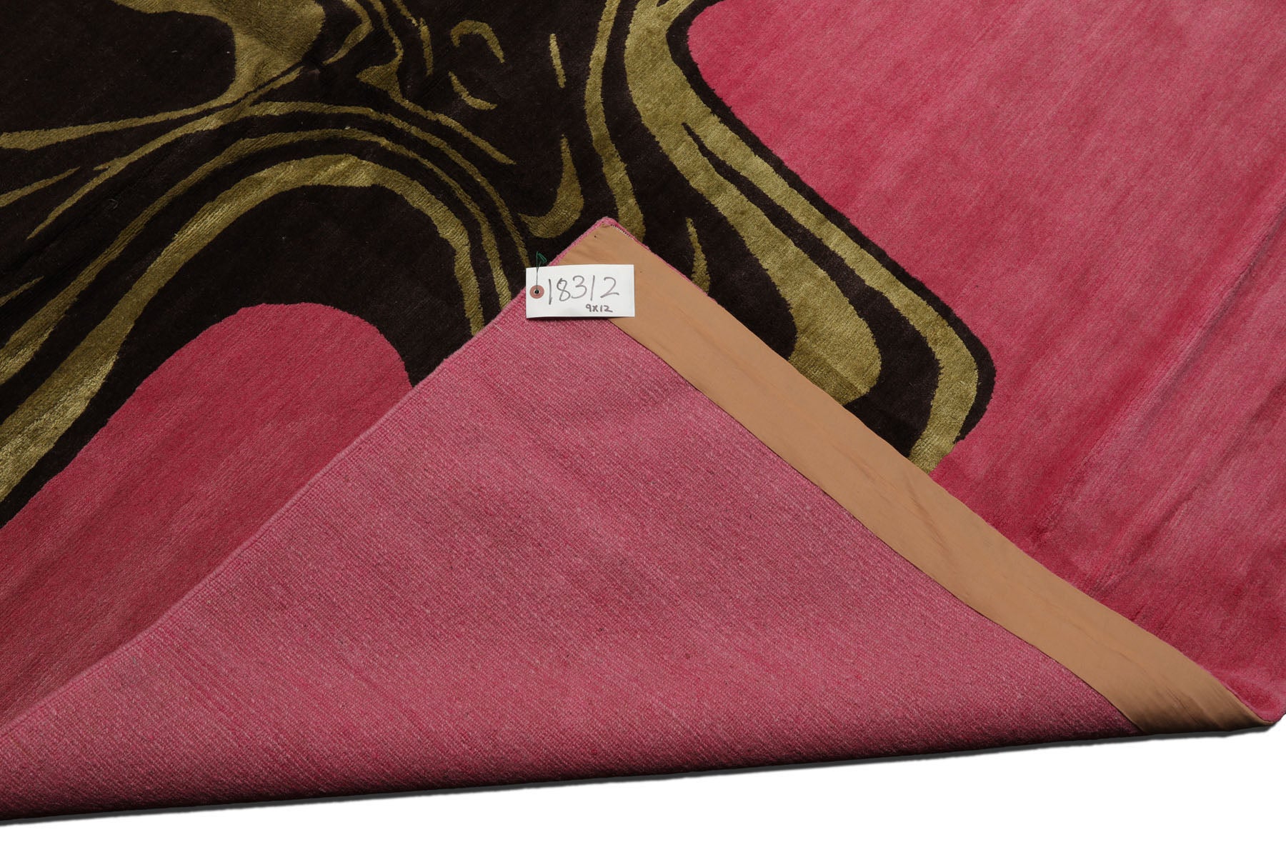 Knotted Rug Pink Brown Hand Knotted 9'x12' Mark Phillips Color Block Modern Tibetan 100% Wool Oriental Area Rug