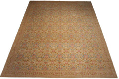 Palace Beige, Blue, Rose Color Hand Knotted  100% Wool Transitional Oriental Rug