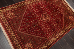 3x5 Ruby, Brown, Beige Color Hand Knotted Abadeh 100% Wool Traditional Oriental Rug