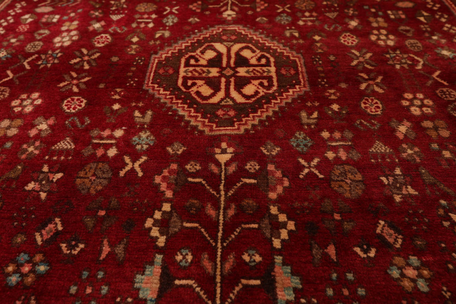 3x5 Ruby, Brown, Beige Color Hand Knotted Abadeh 100% Wool Traditional Oriental Rug