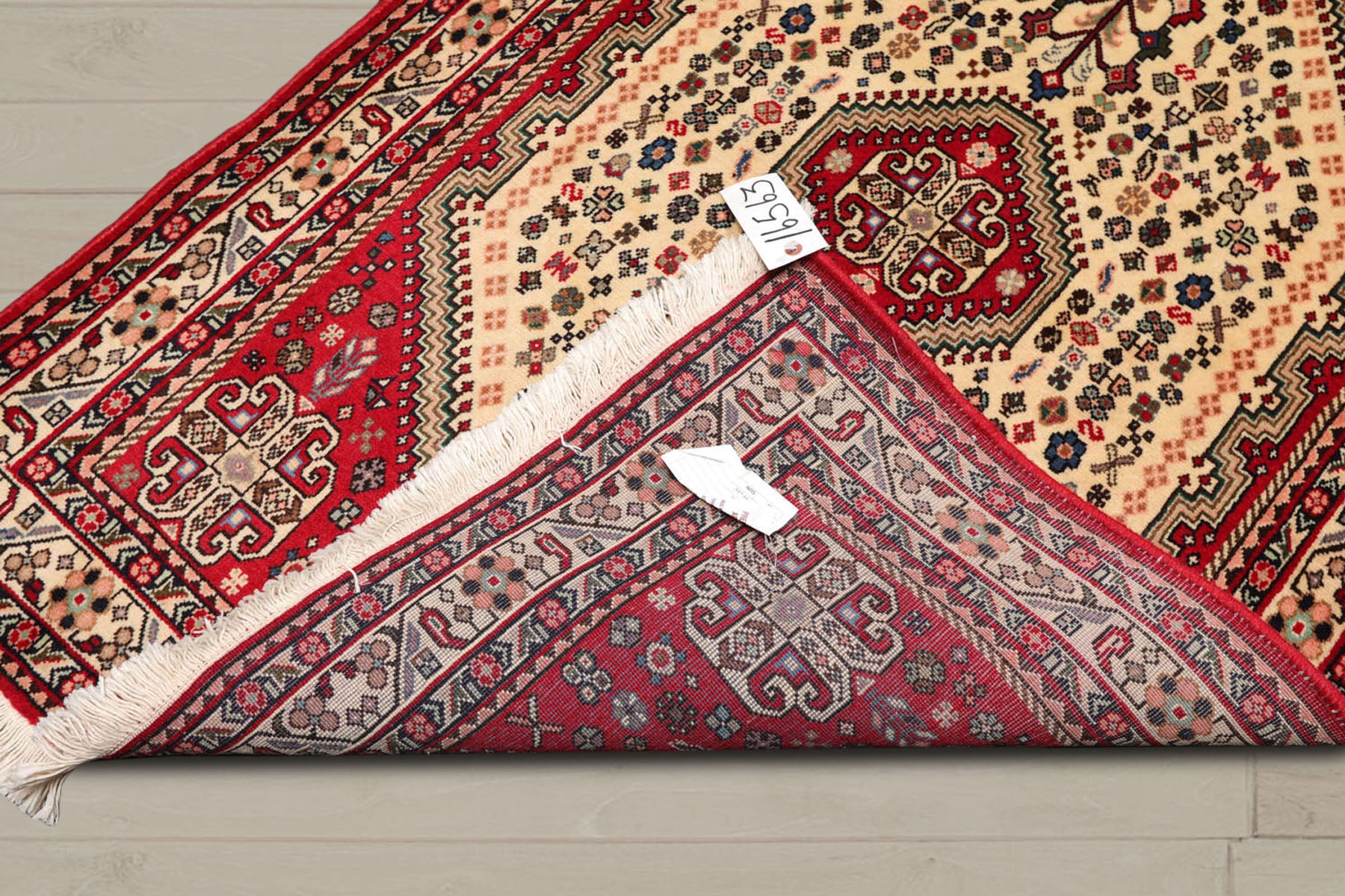 3x5 Ivory, Red, Aqua Color Hand Knotted Abadeh 100% Wool Traditional Oriental Rug