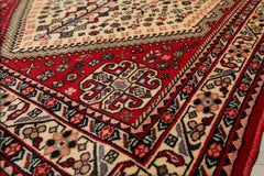 3x5 Ivory, Red, Aqua Color Hand Knotted Abadeh 100% Wool Traditional Oriental Rug