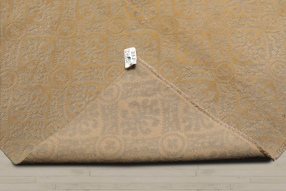 9x12 Gray, Light Gold, Color Hand Knotted  100% Wool Contemporary Oriental Rug
