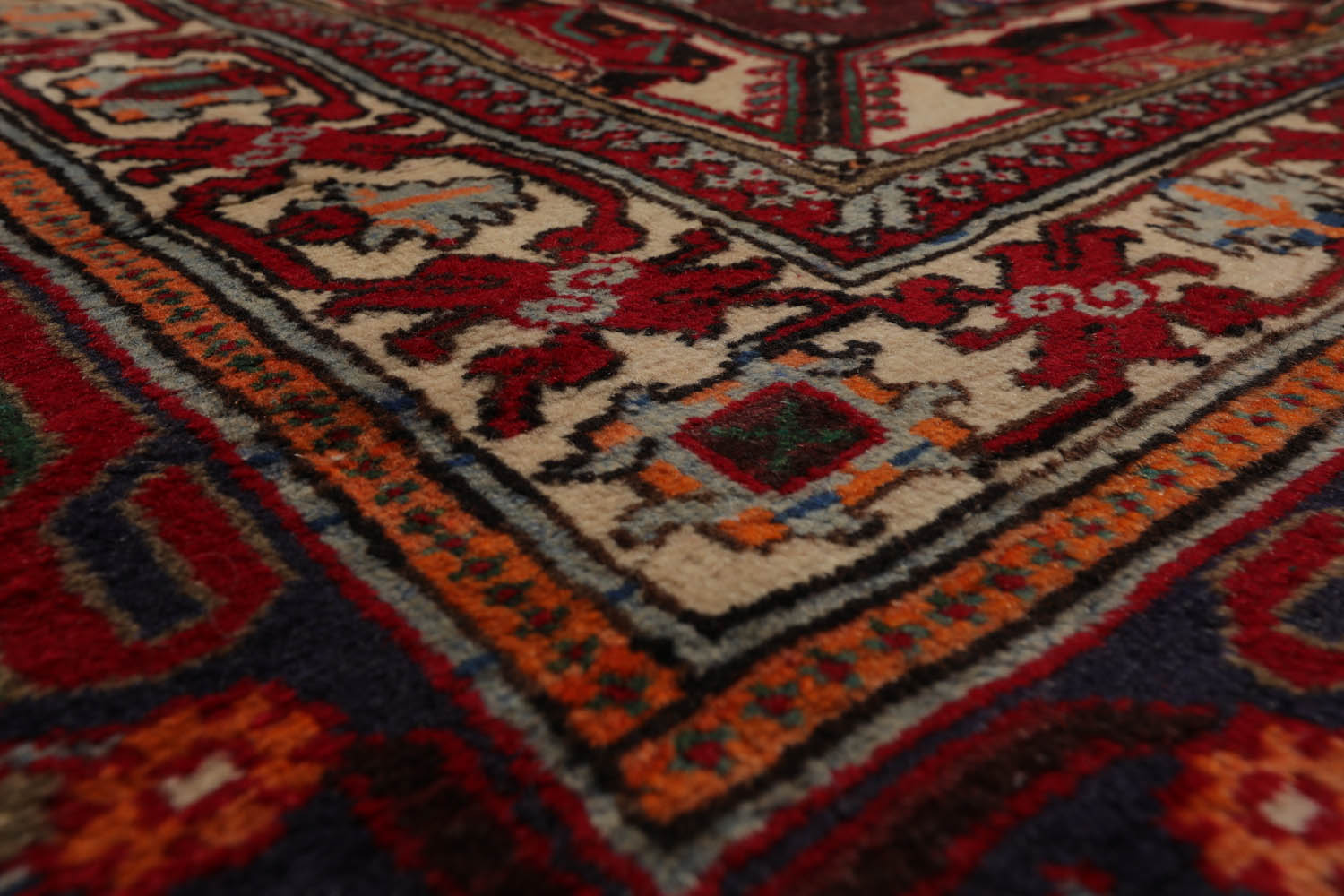 Palace Red, Indigo, Beige Color Hand Knotted  100% Wool Traditional Oriental Rug