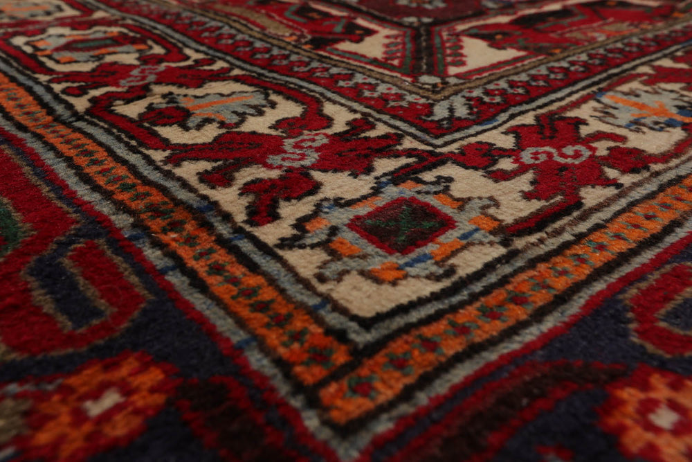 Palace Red, Indigo, Beige Color Hand Knotted  100% Wool Traditional Oriental Rug