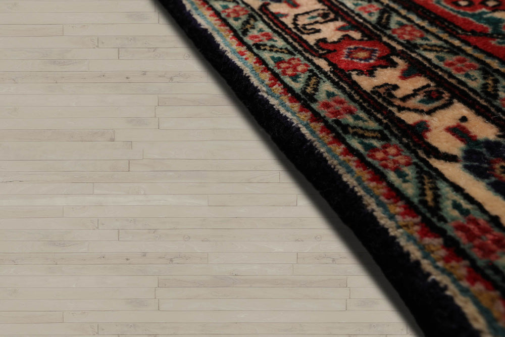 10x14 Midnight Blue, Coral, Ivory Color Hand Knotted Bidjar 100% Wool Traditional Oriental Rug