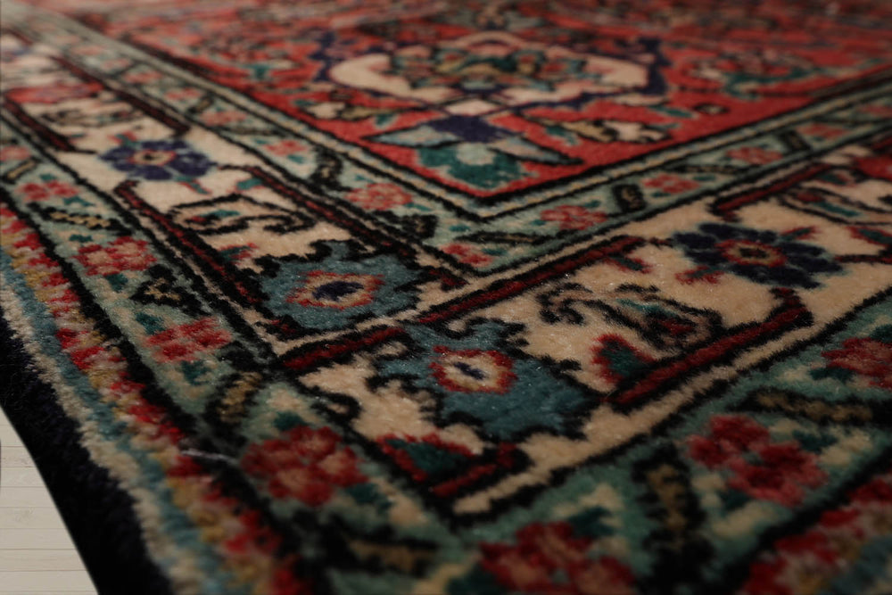 10x14 Midnight Blue, Coral, Ivory Color Hand Knotted Bidjar 100% Wool Traditional Oriental Rug
