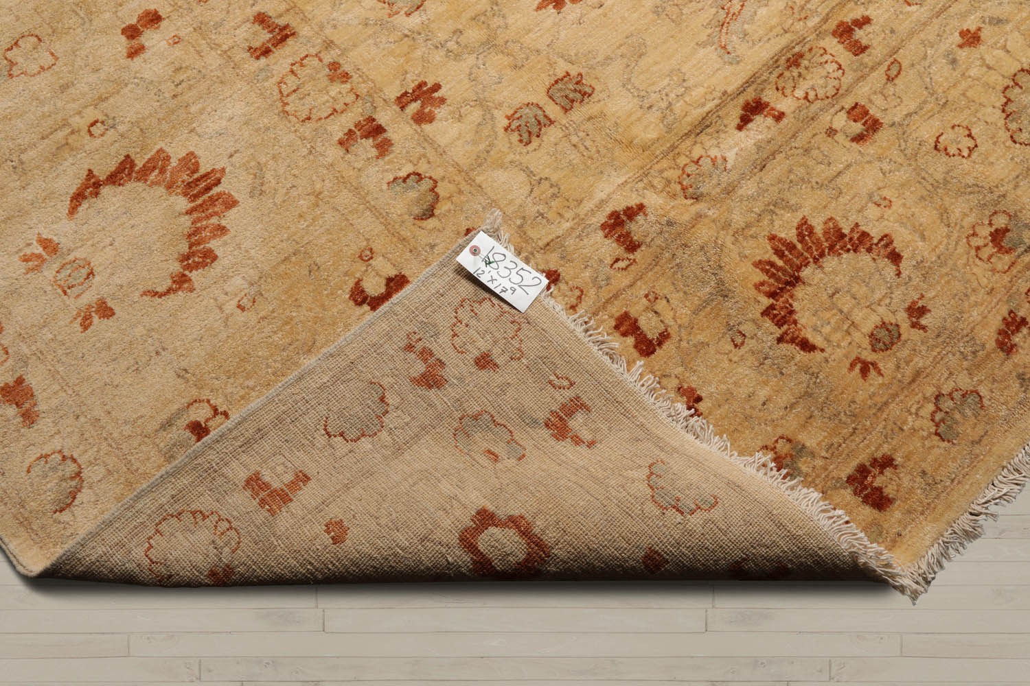 12x18 Warm Beige, Caramel, Gray Color Hand Knotted  100% Wool Traditional Oriental Rug