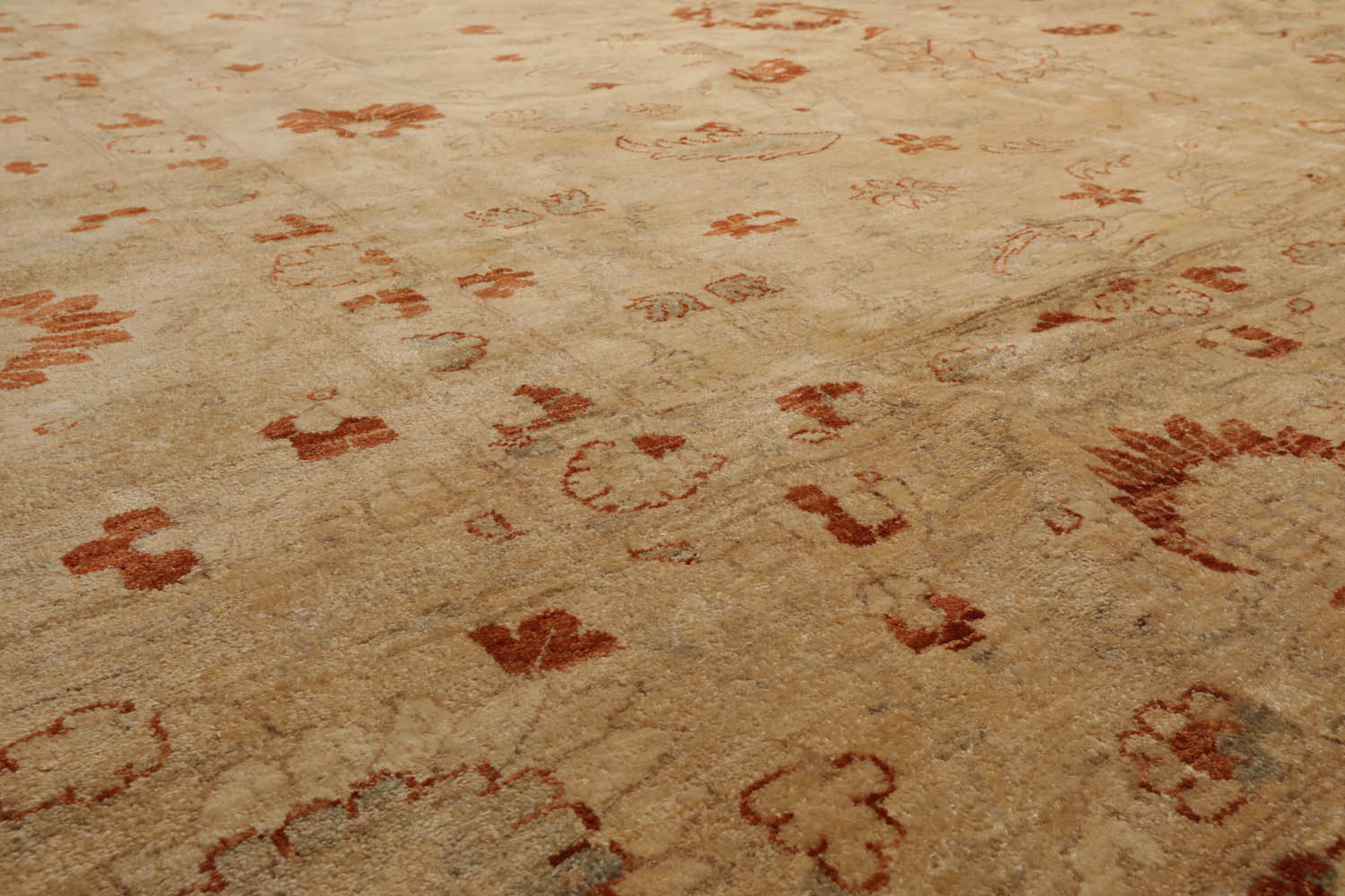 12x18 Warm Beige, Caramel, Gray Color Hand Knotted  100% Wool Traditional Oriental Rug