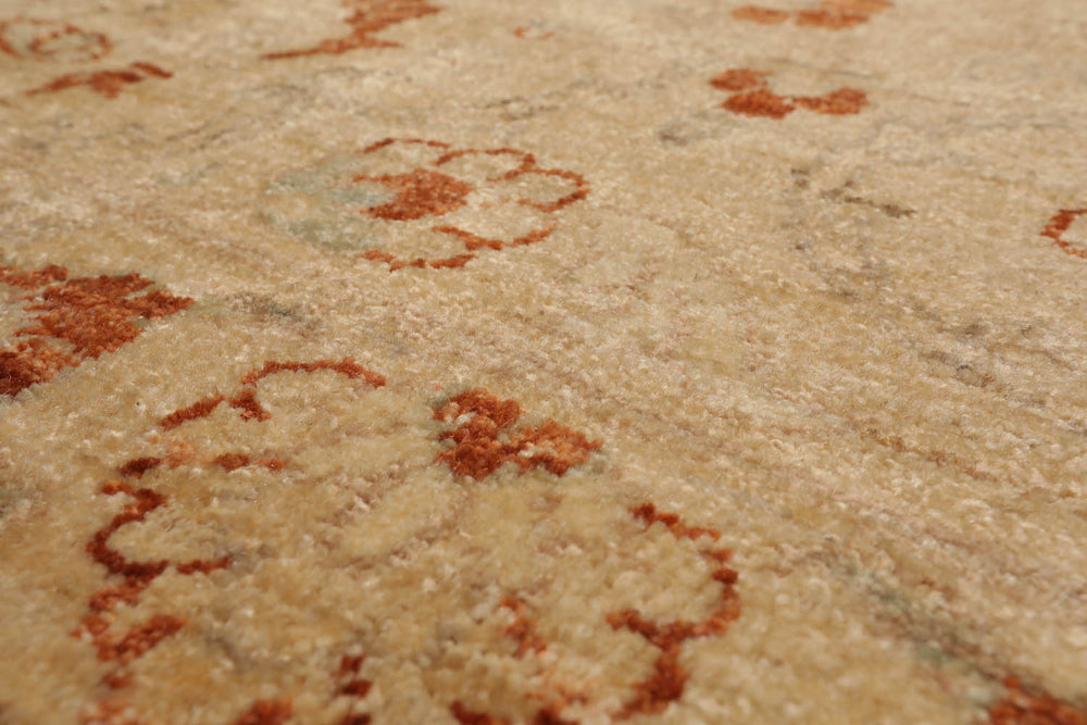12x18 Warm Beige, Caramel, Gray Color Hand Knotted  100% Wool Traditional Oriental Rug