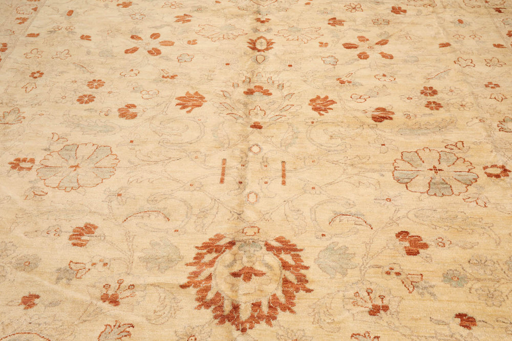 12x18 Warm Beige, Caramel, Gray Color Hand Knotted  100% Wool Traditional Oriental Rug