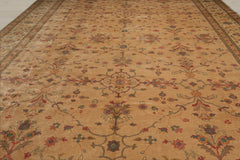 12x18 Tan, Beige, Teal Color Hand Knotted  100% Wool Traditional Oriental Rug