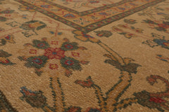 12x18 Tan, Beige, Teal Color Hand Knotted  100% Wool Traditional Oriental Rug