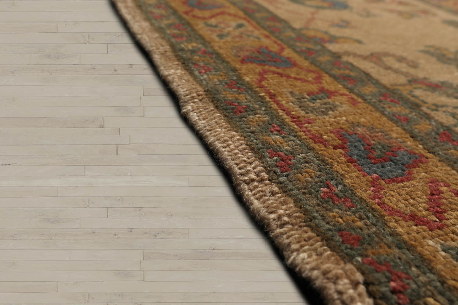 12x18 Tan, Beige, Teal Color Hand Knotted  100% Wool Traditional Oriental Rug