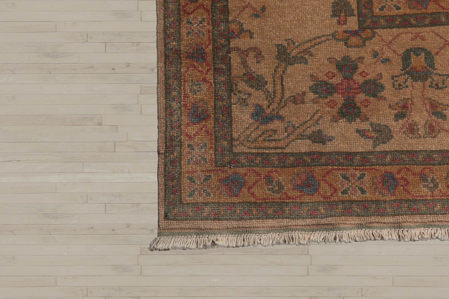 12x18 Tan, Beige, Teal Color Hand Knotted  100% Wool Traditional Oriental Rug