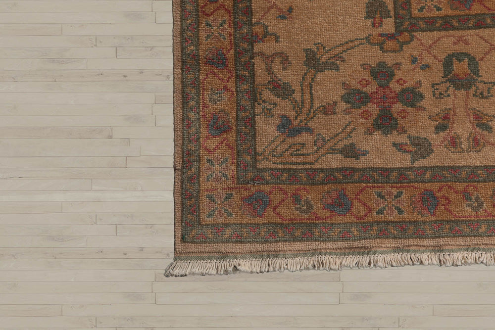 12x18 Tan, Beige, Teal Color Hand Knotted  100% Wool Traditional Oriental Rug