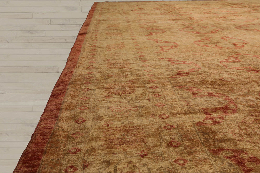 10x14 Gold, Mustard, Sage Color Hand Knotted Oushak 100% Wool Traditional Oriental Rug