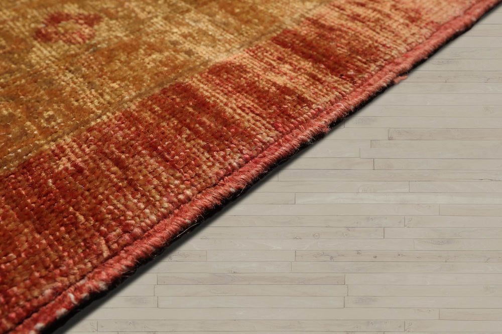 10x14 Gold, Mustard, Sage Color Hand Knotted Oushak 100% Wool Traditional Oriental Rug