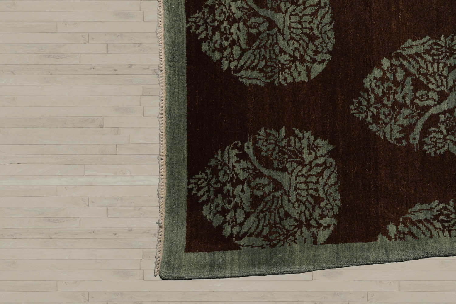 10x14 Brown, Aqua, Color Hand Knotted  100% Wool Transitional Oriental Rug
