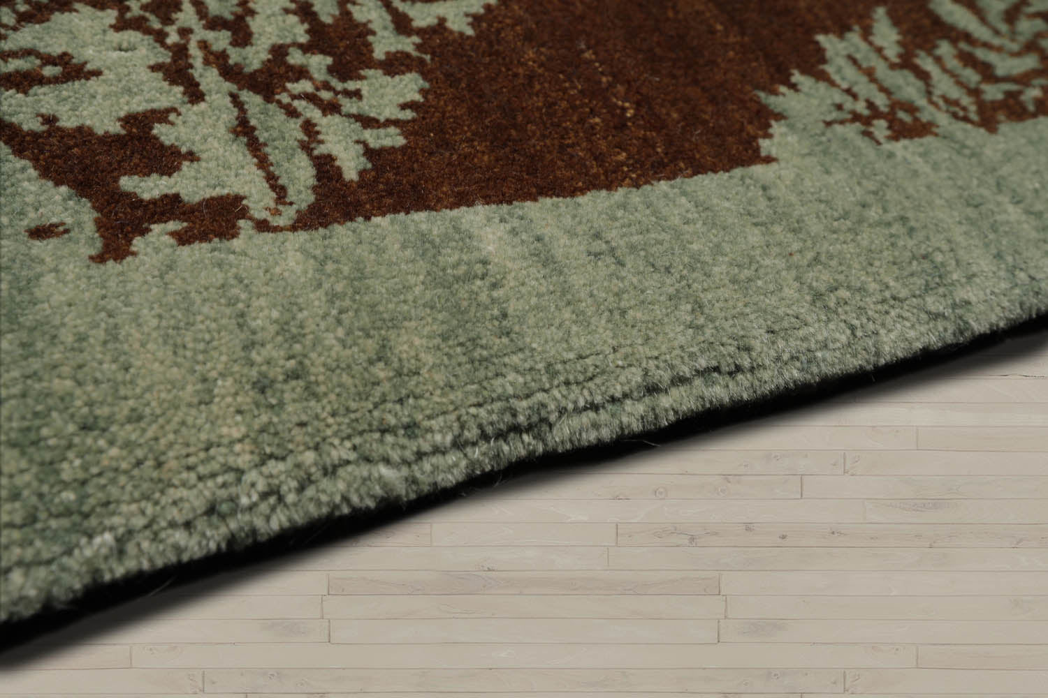 10x14 Brown, Aqua, Color Hand Knotted  100% Wool Transitional Oriental Rug