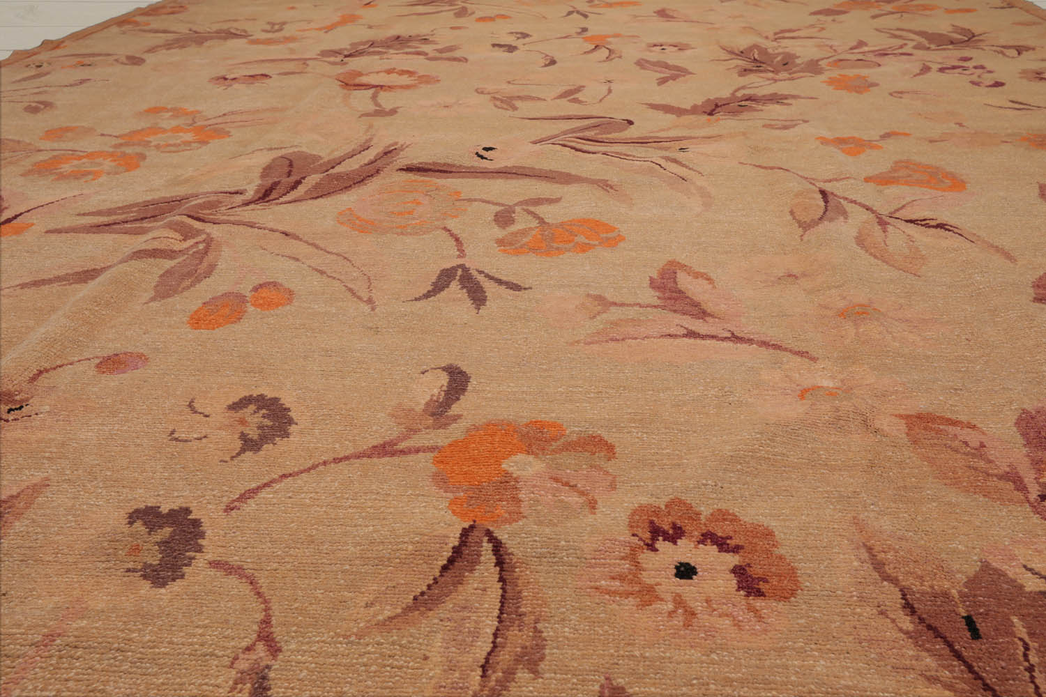 9x12 Tan, Taupe, Orange Color Hand Knotted  100% Wool Transitional Oriental Rug