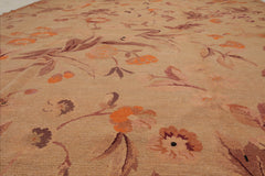 9x12 Tan, Taupe, Orange Color Hand Knotted  100% Wool Transitional Oriental Rug