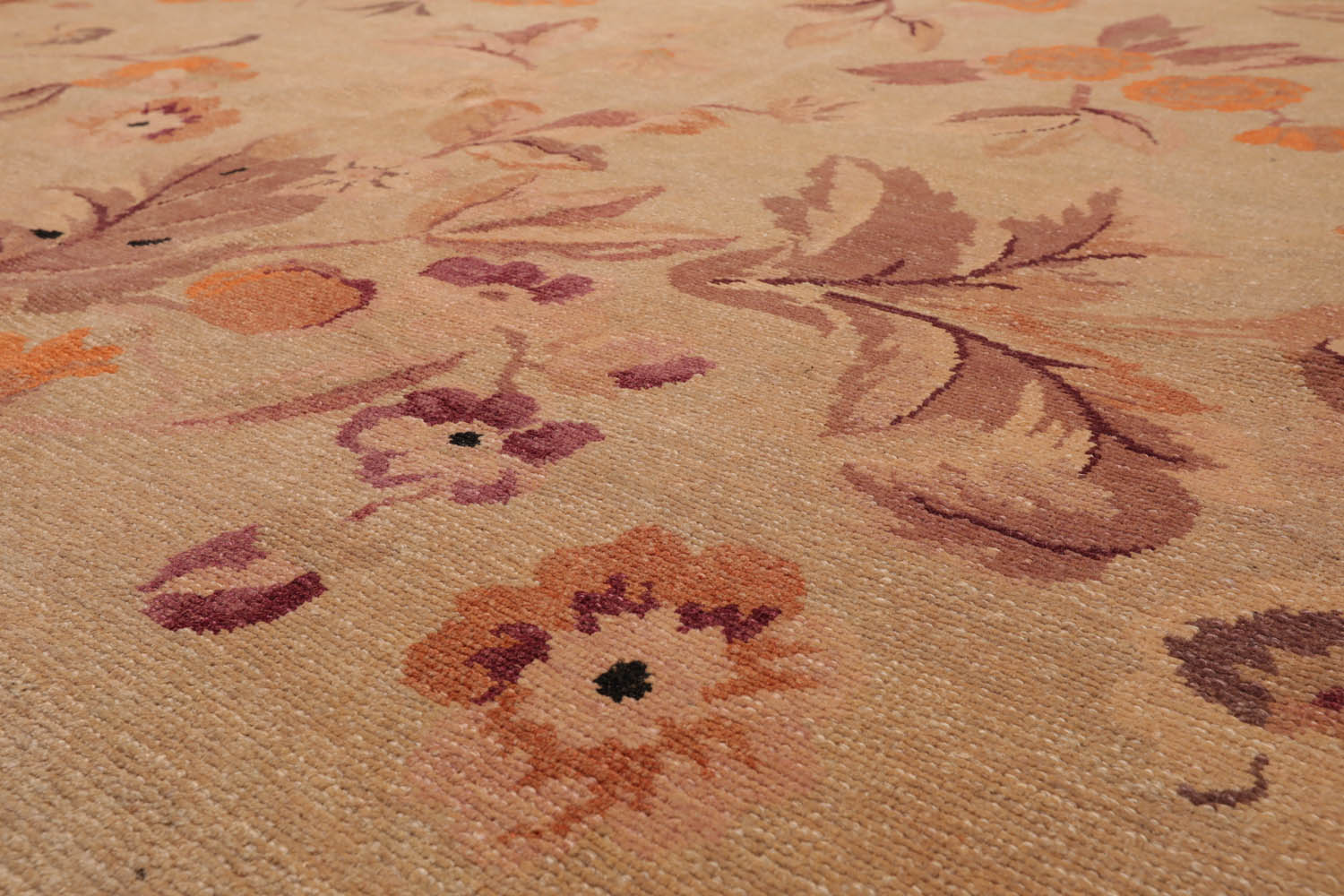 9x12 Tan, Taupe, Orange Color Hand Knotted  100% Wool Transitional Oriental Rug