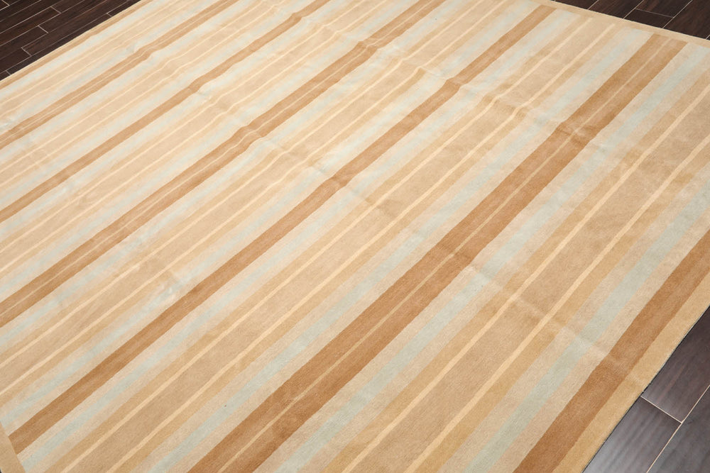 8x10 Tan, Aqua, Brown Color Hand Knotted  100% Wool Modern Oriental Rug