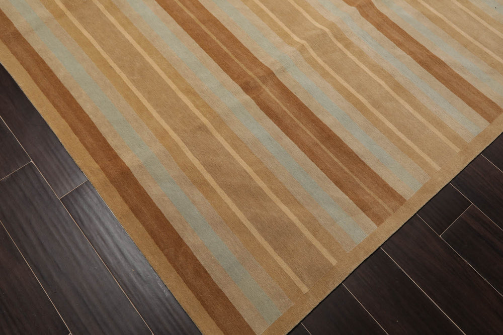 8x10 Tan, Aqua, Brown Color Hand Knotted  100% Wool Modern Oriental Rug