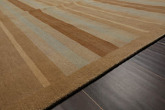 8x10 Tan, Aqua, Brown Color Hand Knotted  100% Wool Modern Oriental Rug