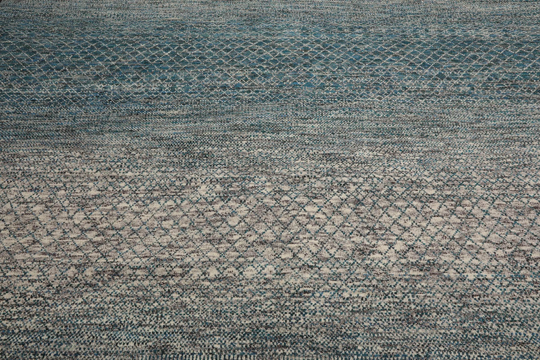 8x10 Cream, Aqua, Gray Color Hand Knotted  100% Wool Modern Oriental Rug