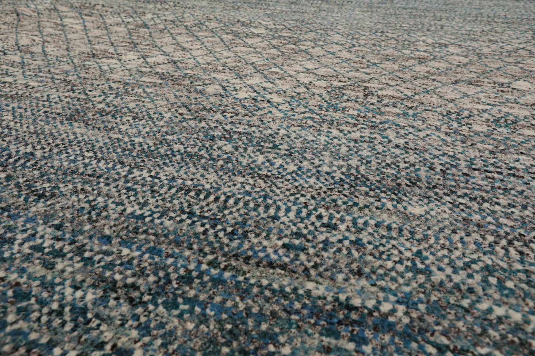 8x10 Cream, Aqua, Gray Color Hand Knotted  100% Wool Modern Oriental Rug
