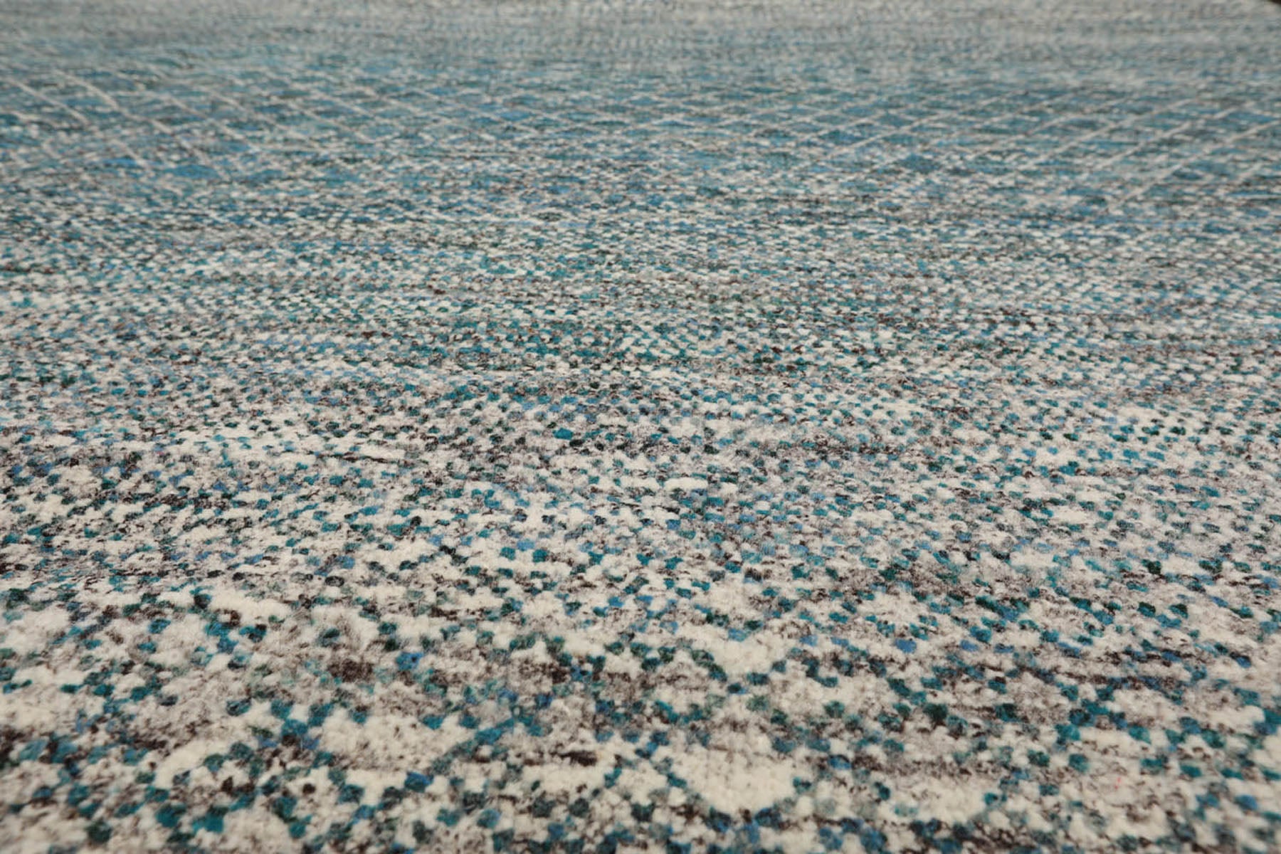 8x10 Cream, Aqua, Gray Color Hand Knotted  100% Wool Modern Oriental Rug