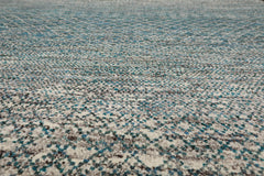 8x10 Cream, Aqua, Gray Color Hand Knotted  100% Wool Modern Oriental Rug