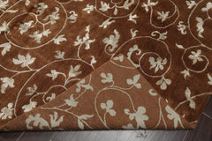 6x9 Brown, Aqua, Color Hand Knotted  100% Wool Transitional Oriental Rug