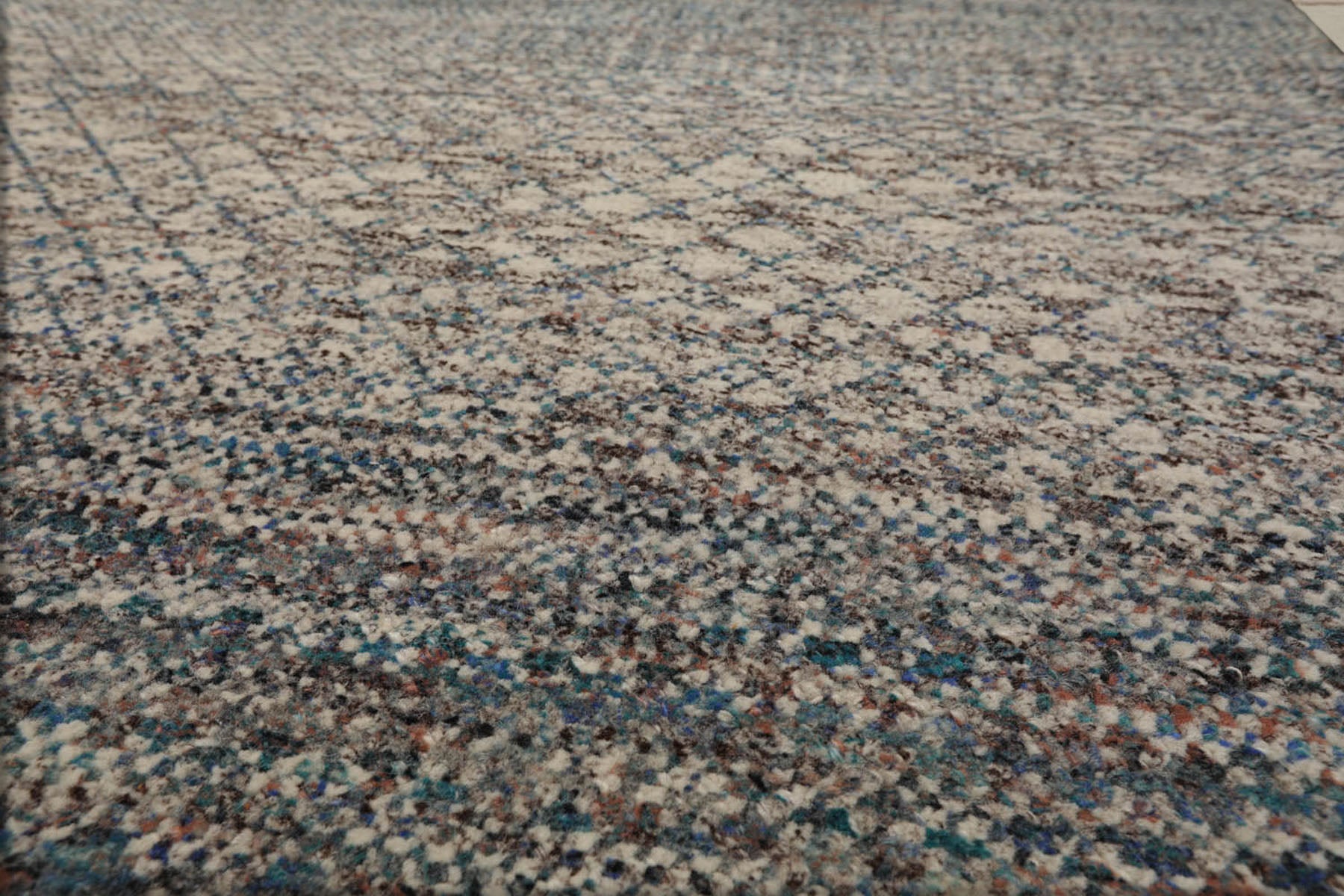 8x10 Ivory, Blue, Aqua Color Hand Knotted  100% Wool Modern Oriental Rug