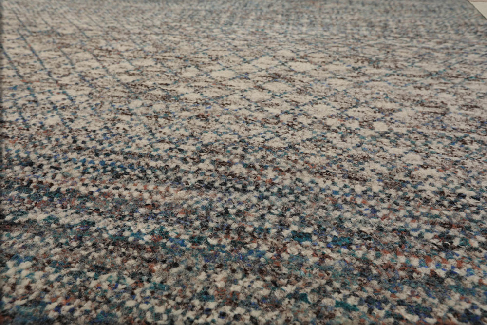 8x10 Ivory, Blue, Aqua Color Hand Knotted  100% Wool Modern Oriental Rug