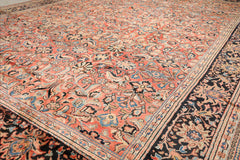 Palace Salmon, Black, Blue Color Hand Knotted Mahal 100% Wool Traditional Oriental Rug