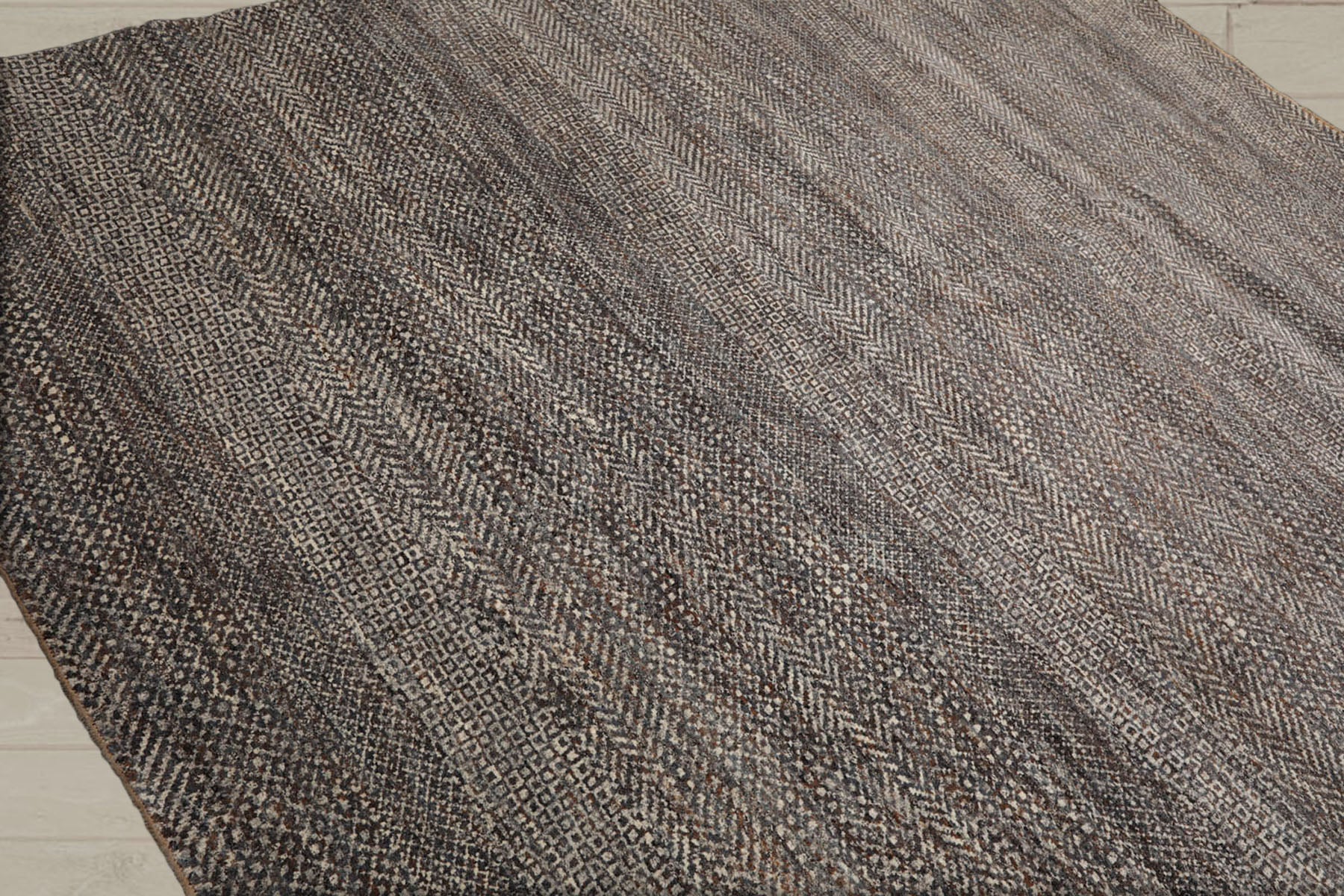 8x10 Ivory, Gray, Brown Color Hand Knotted  100% Wool Modern Oriental Rug