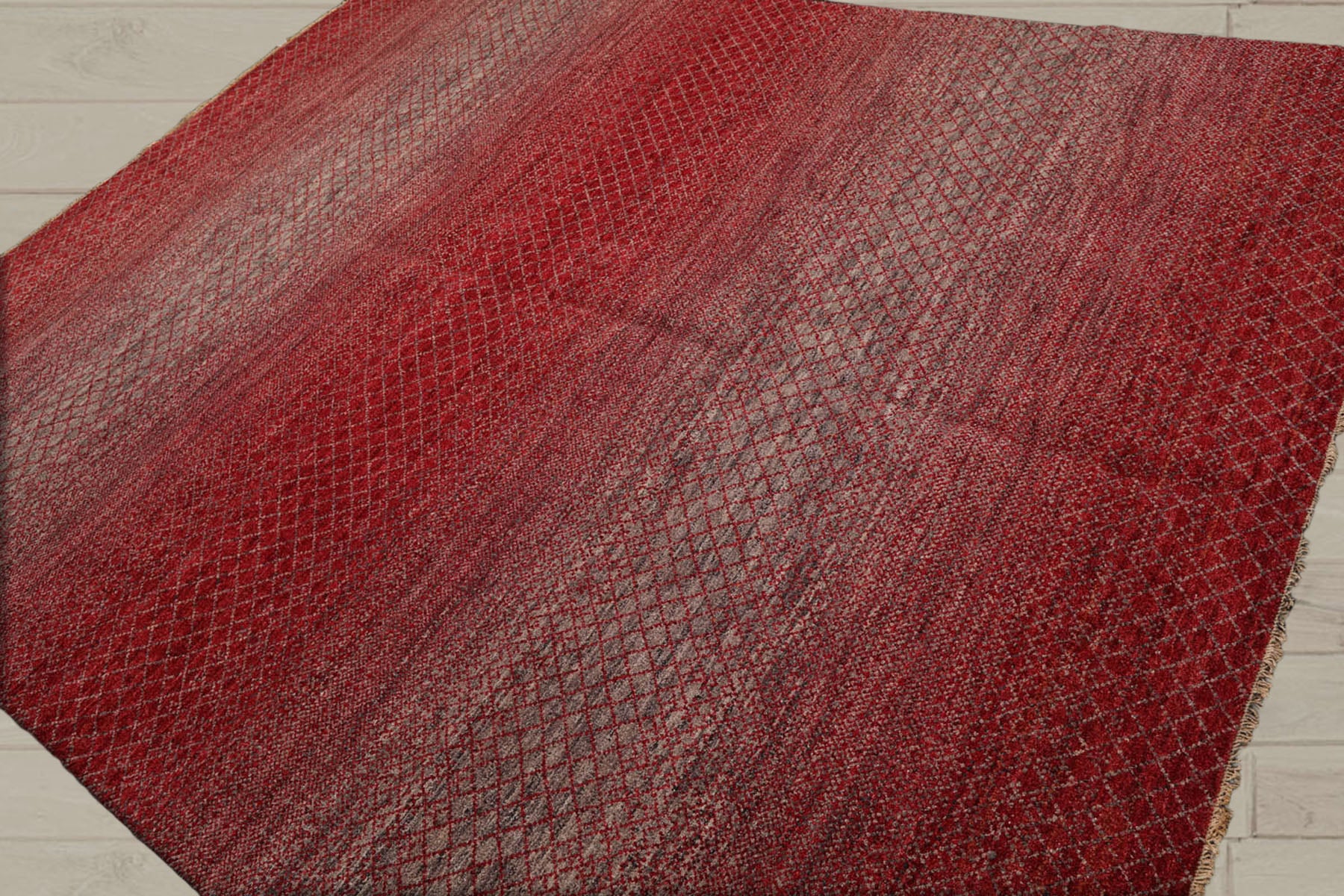 8x10 Red, Gray, Beige Color Hand Knotted  100% Wool Modern Oriental Rug