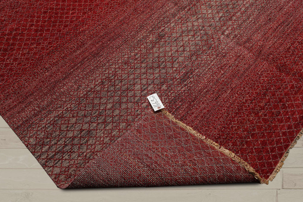 8x10 Red, Gray, Beige Color Hand Knotted  100% Wool Modern Oriental Rug