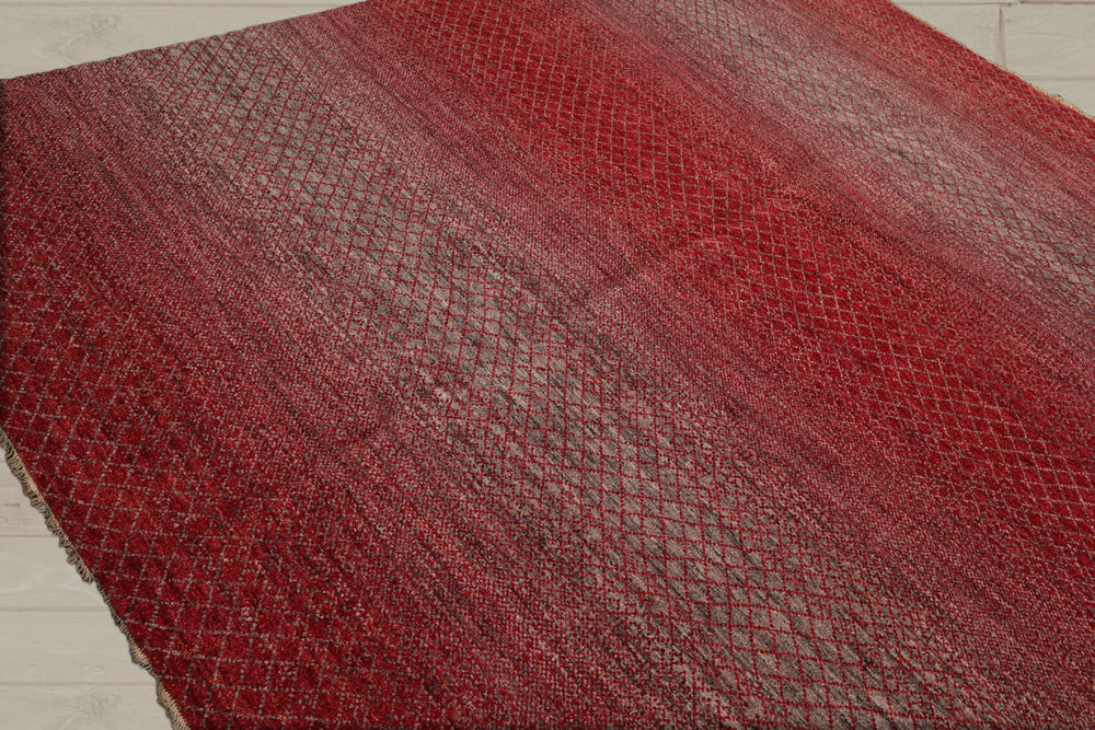 8x10 Red, Gray, Beige Color Hand Knotted  100% Wool Modern Oriental Rug
