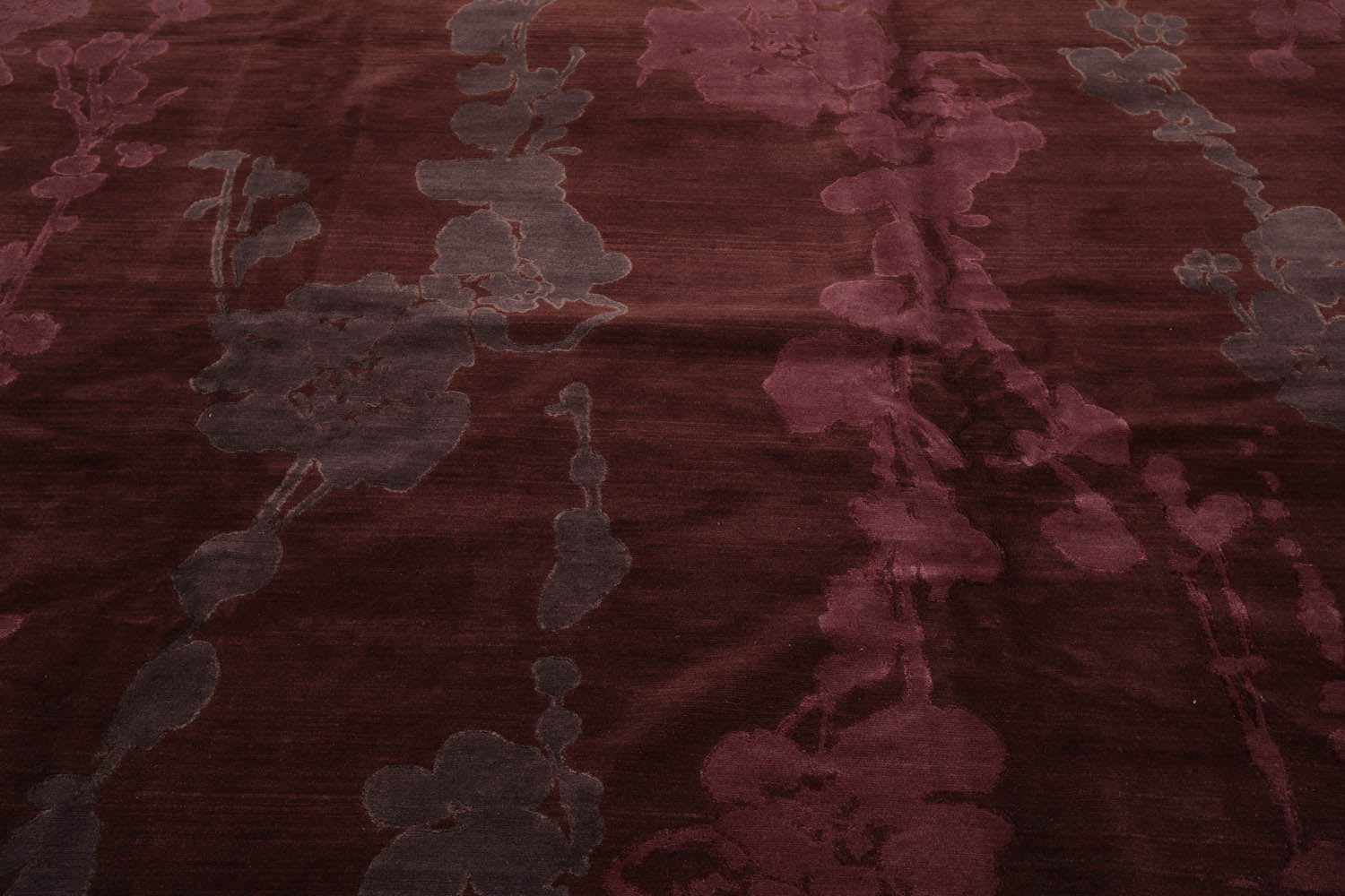 9x12 Chocolate, Aubergine, Graphite Color Hand Knotted  Wool & Silk Transitional Oriental Rug