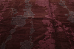 9x12 Chocolate, Aubergine, Graphite Color Hand Knotted  Wool & Silk Transitional Oriental Rug