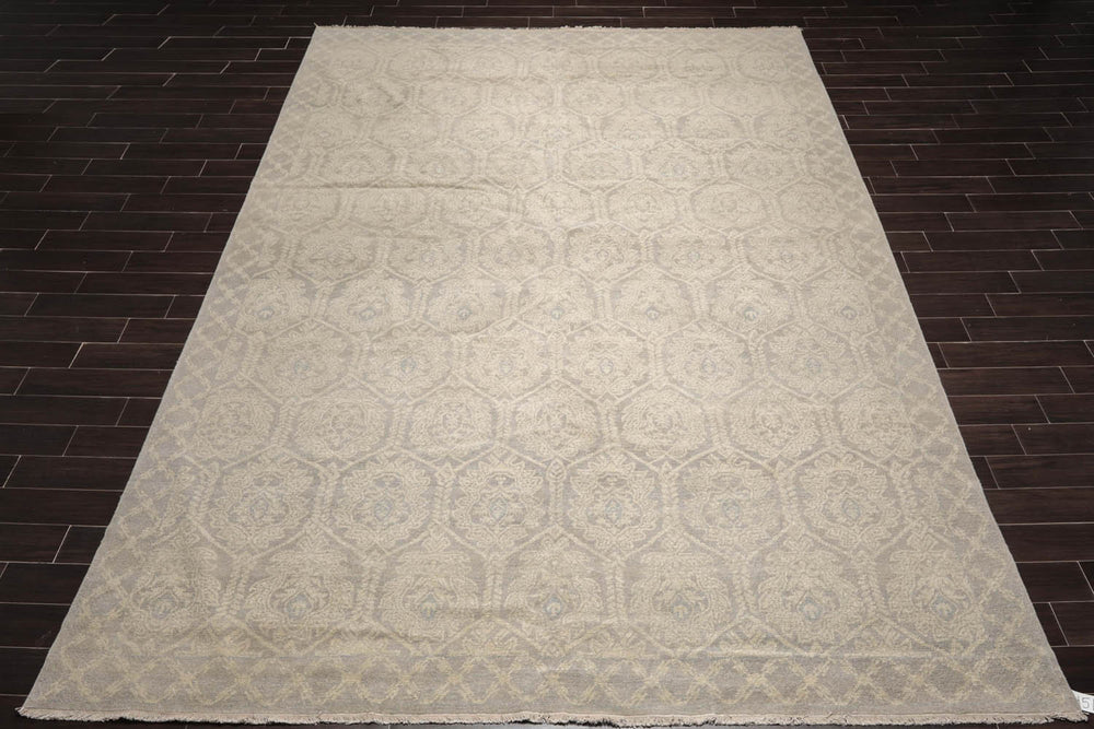 10x14 Gray, Beige, Slate Color Hand Knotted Oushak 100% Wool Transitional Oriental Rug
