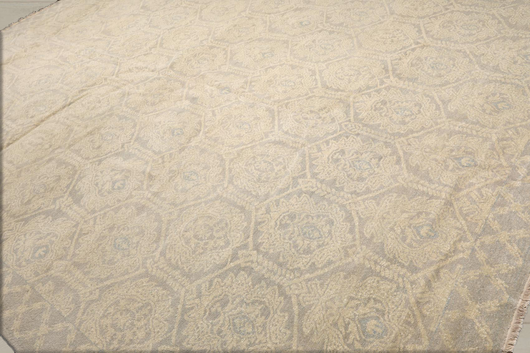 10x14 Gray, Beige, Slate Color Hand Knotted Oushak 100% Wool Transitional Oriental Rug