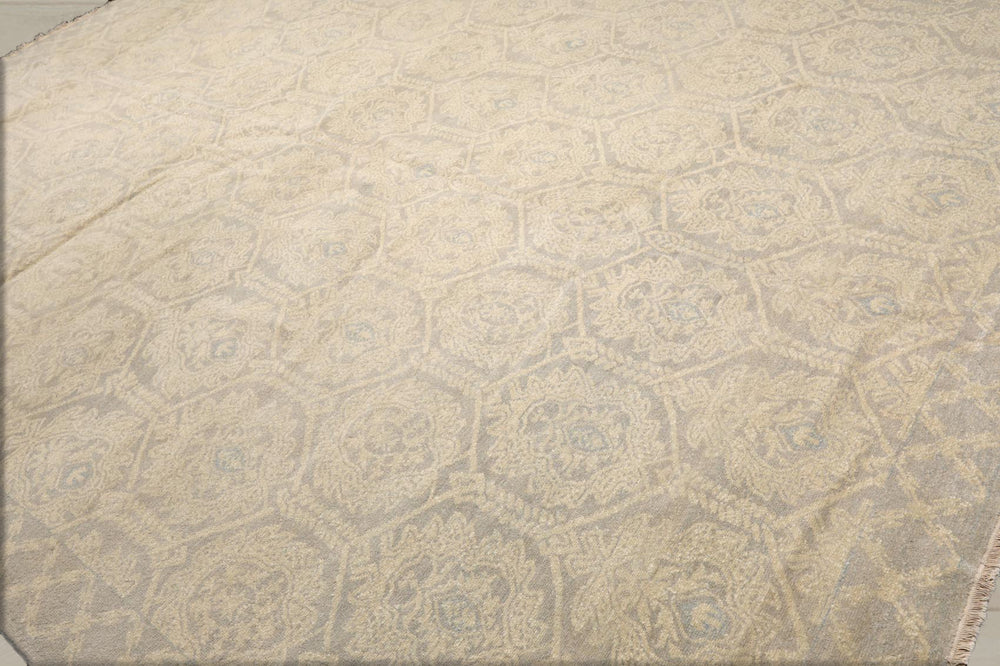 10x14 Gray, Beige, Slate Color Hand Knotted Oushak 100% Wool Transitional Oriental Rug