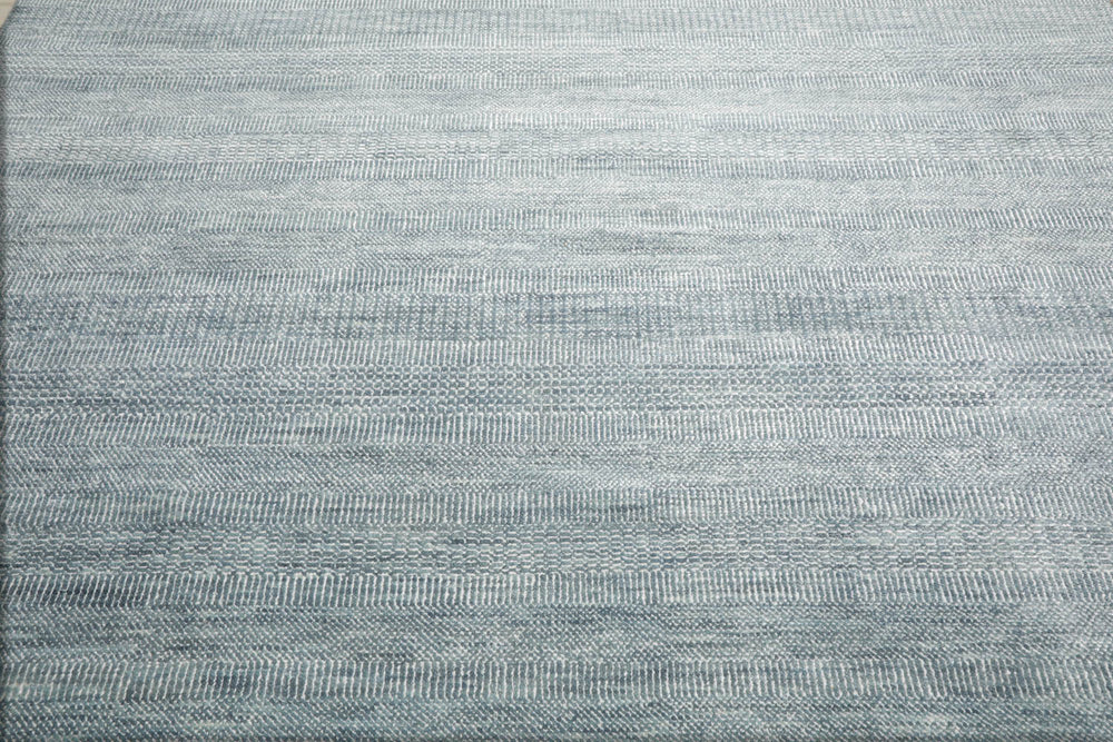 Multi Size Gray Blue White Color Hand Knotted  Wool & Silk Modern Oriental Rug
