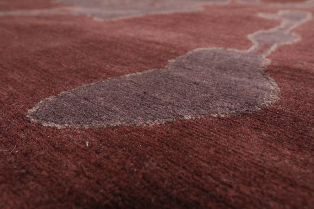 9x12 Chocolate, Aubergine, Graphite Color Hand Knotted  Wool & Silk Transitional Oriental Rug